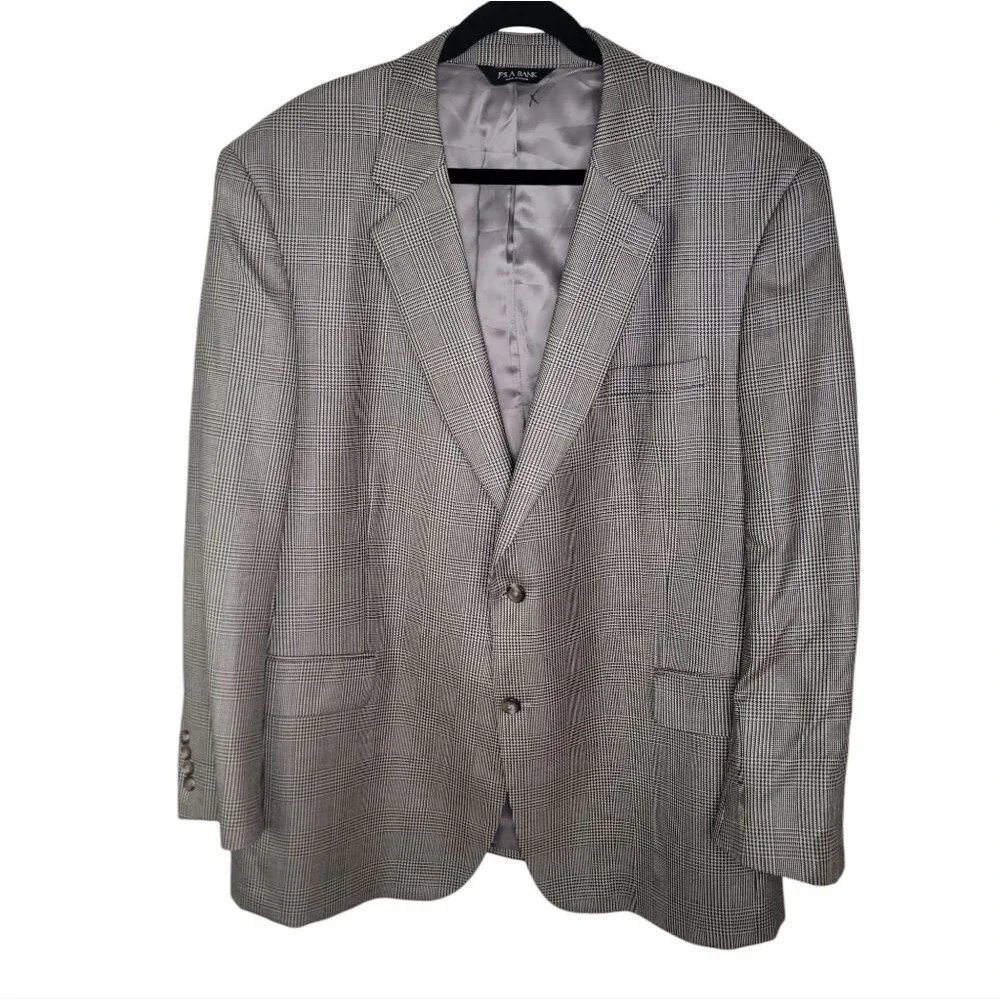 Jos. A. Bank Houndstooth Silk Wool Men's Blazer Suit Jacket Size 48R